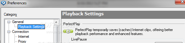 Showing RealPlayer options